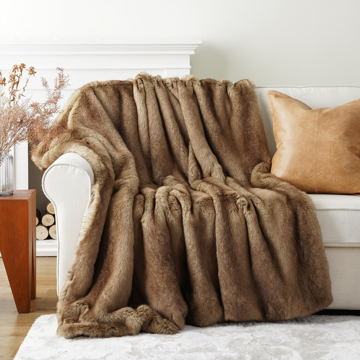Luxury Shaggy Faux Fur Throw Blanket – Super Soft Fluffy Reversible Plush Velvet Warm Throw for Bed & Sofa in 6 Colors 2 Sizes (50"x60" & 60"x80")