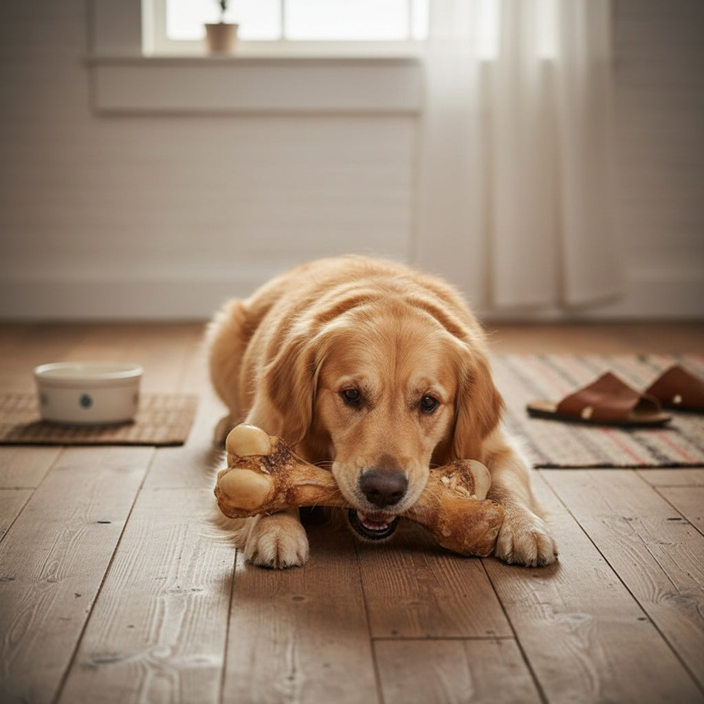 Long-Lasting Beef Bone Dog Chews, Large Beef-Flavored Chew Bones for Medium and Large Dogs, Natural Daily Reward Treats for Indoor and Outdoor Snacking, Pet Dental Chews