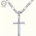 925 Sterling Silver Cross Pendant Chain Necklace – Unplated Natural Silver Avant-Garde Unisex Faith Jewelry, Unique Modern Cross Necklace Gift for Anniversary, Christmas, and Birthday for Men and Women
