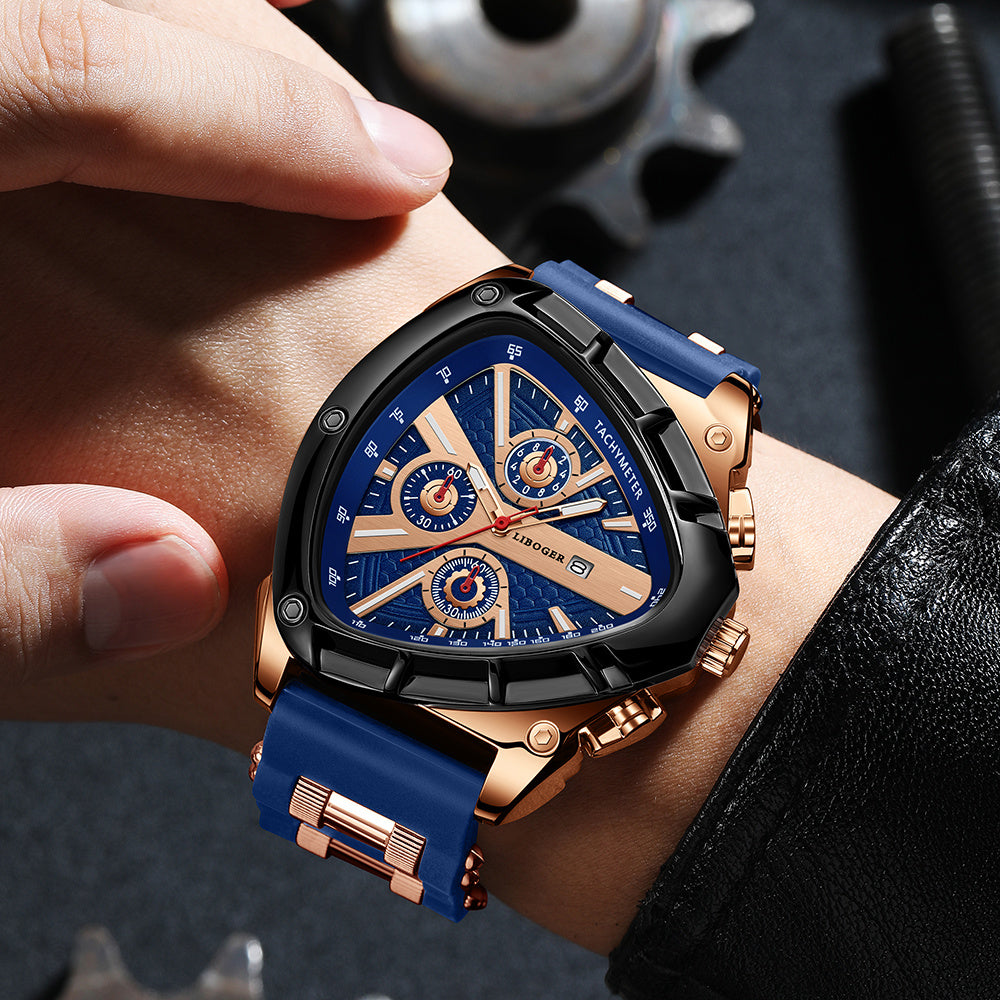 2pcs Men's Watch Set: Sports Triangle Dial Silicone Strap and Retro Square Dial Quartz Watch with Date Display, Casual Dress Watches for Valentine's Day or Father's Day Gift