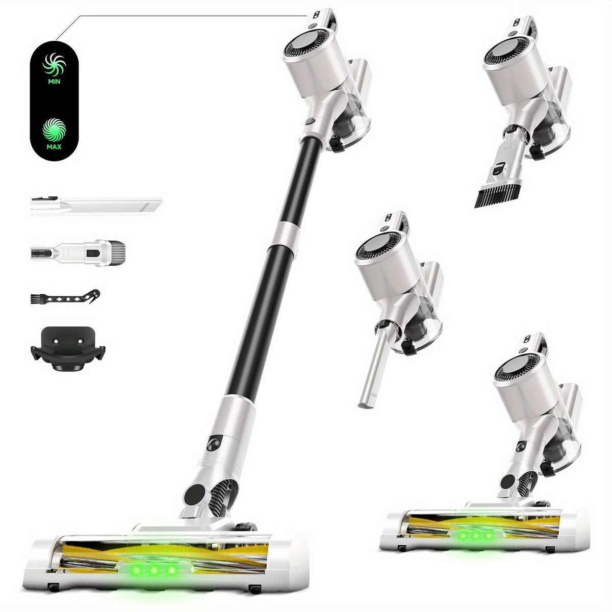 Cordless Stick Vacuum Cleaner – 62 kPa Suction, 40 Min Runtime, Detachable Battery, LED Floor Brush, Variable Speed, Lightweight Handheld, Pet Hair, Carpet & Hard Floors, 5 Colors – Nova Mart