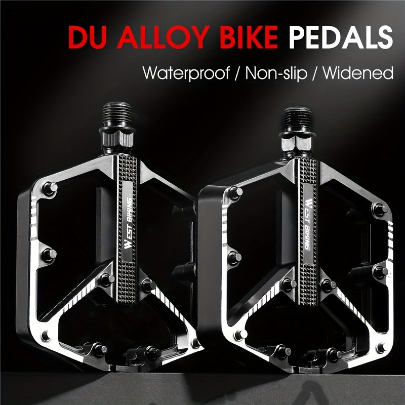 Aluminum Alloy Bike Pedals, 3 Bearings, Non-Slip, Lightweight Bicycle Pedals with Hexagonal Sleeve for Mountain Bikes & Road Bikes – Easy Install, Durable Multi-Color Cycling Accessories, 1 Pair