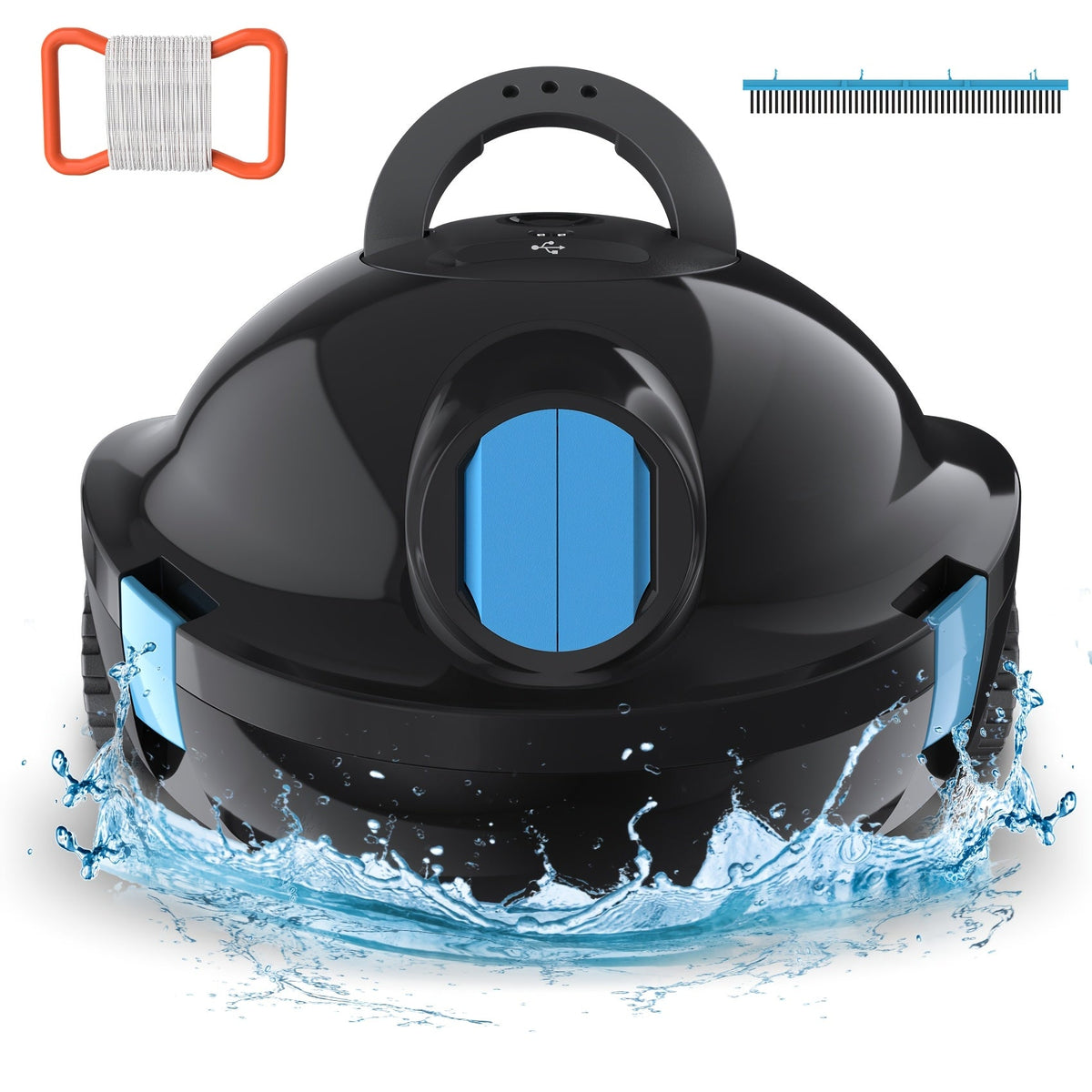 Cordless Robotic Pool Cleaner, 120-Minute Battery, IPX8 Waterproof, Powerful Suction, Covers 1100 Sq Ft, Tracking Rope Included, Auto Random Route Planning, for Flat-Bottom In-Ground & Above-Ground Pools