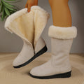 Women's Casual Warm Long Boots - Cozy Winter Knee-High Boots - US 4.5–10.5 - Off-White & Black