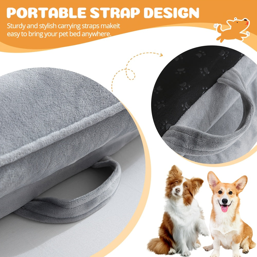 Extra Large Dog Sofa Bed, 100% Supportive Foam, 4-Sided Bolster, Removable Washable Cover, Non-Skid Bottom, Joint Support, Soft Warm Pet Couch Bed, Grey, M/L/XL/XXL, All Breeds