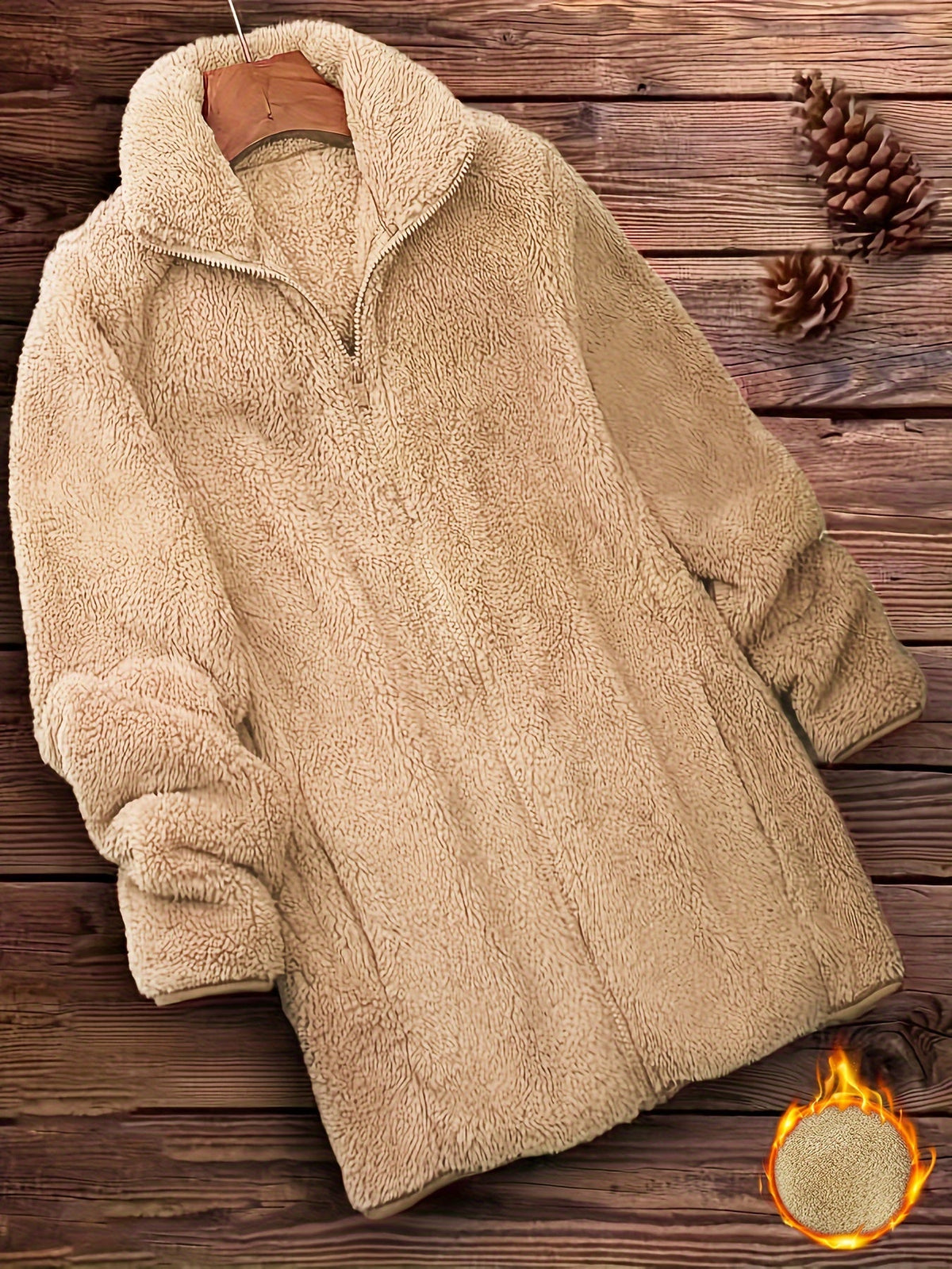Women's Zip-Up Teddy Coat, Fuzzy Fleece Sherpa Jacket, Solid Color Long Sleeve Winter Outerwear, Warm Fluffy Coat with Zipper Closure, S-XXL, Multiple Colors