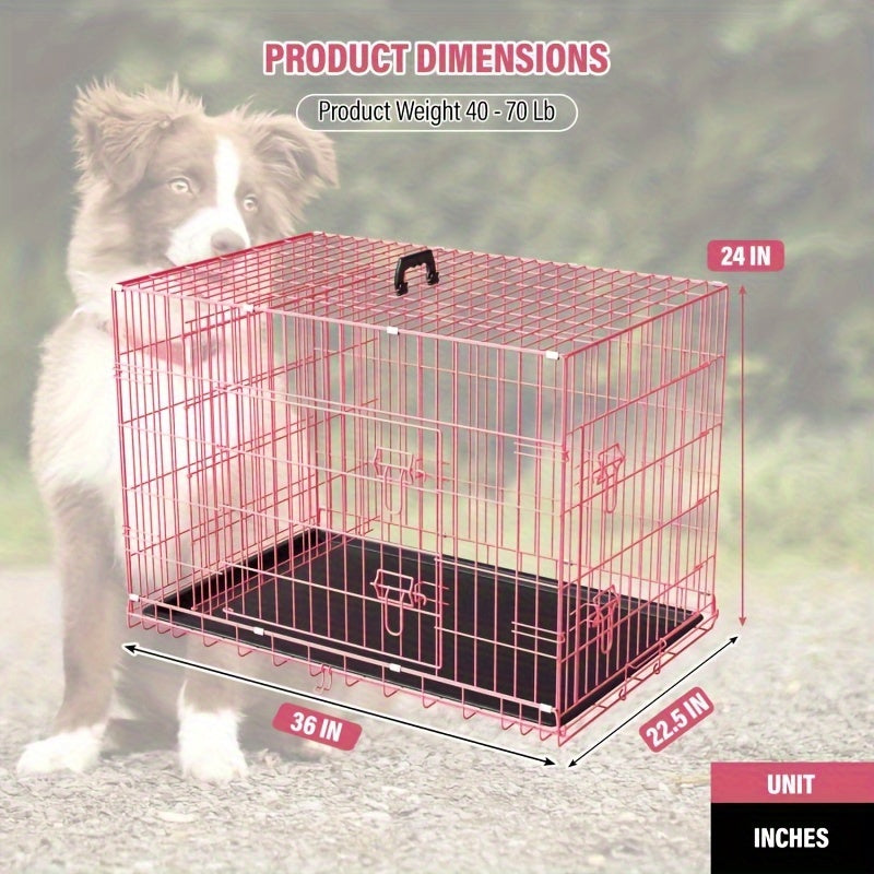 Foldable Metal Wire Dog Crate for Small Dogs & Rabbits – Adjustable Divider Panel, Leak-Proof Plastic Pan, Indoor Outdoor Pet Kennel for Chihuahuas, Toy Breeds, and Small Animals, Multiple Sizes