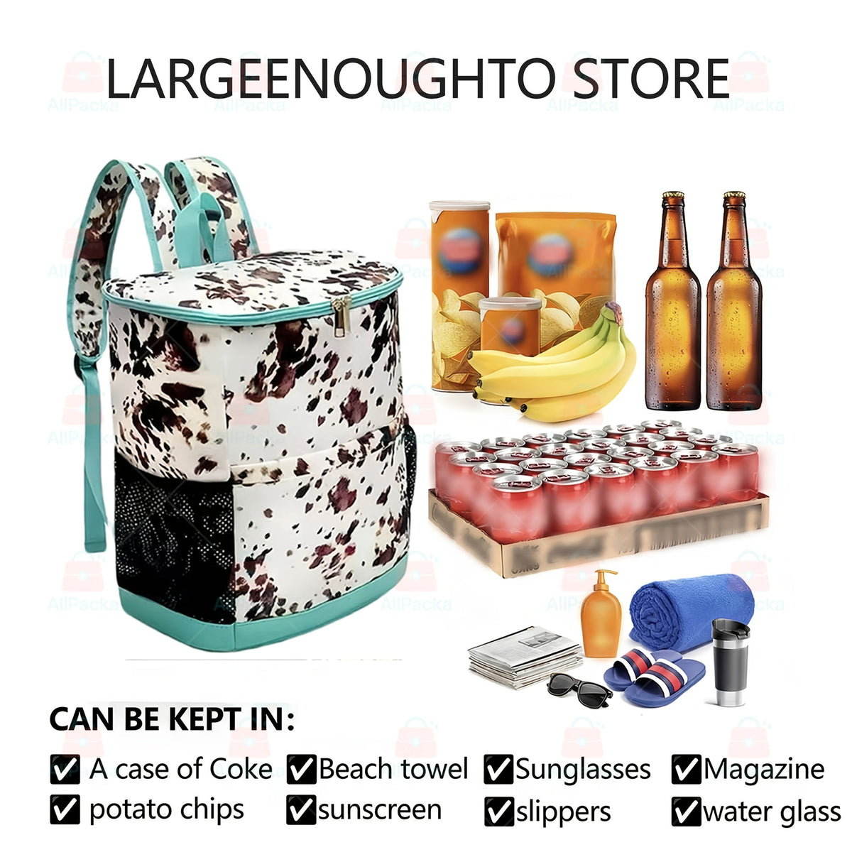 Insulated Cooler Backpack 30-Can Leopard Print with Mesh Pockets & Adjustable Straps - Leakproof Nylon Cooler Bag for Beach, Camping, Picnic, Hiking, Travel, and Daily Use