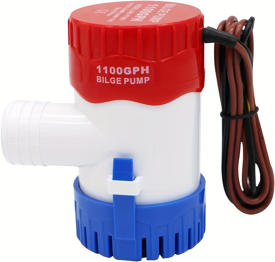 1100GPH 12V Submersible Electric Bilge Pump with Low-Noise Automatic Float Switch for Boats, Yachts, RVs, Pools, and Marine Water Removal