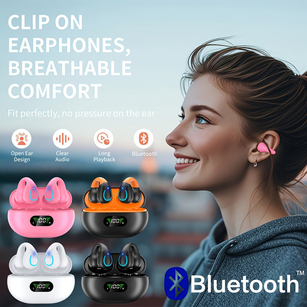 Open-Ear Wireless Earphones Bluetooth 5.4 TWS 360° Ambient Awareness ENC Clear Calls Touch Control All-Day Comfort Sport Fitness Earbuds Secure Fit Truly Open Design