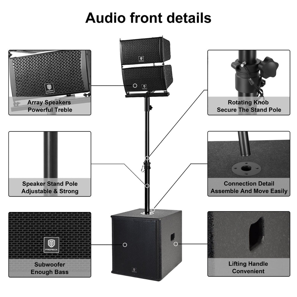 Power CLUB 6000 PA Speaker System 8000W P.M.P.O. 2.2 Channel Class-D Bi-Amp 4x6.5" Line Array + 2x15" Subwoofers Wireless USB SD Card Remote Control 110V–220V for Parties DJs Weddings & Events
