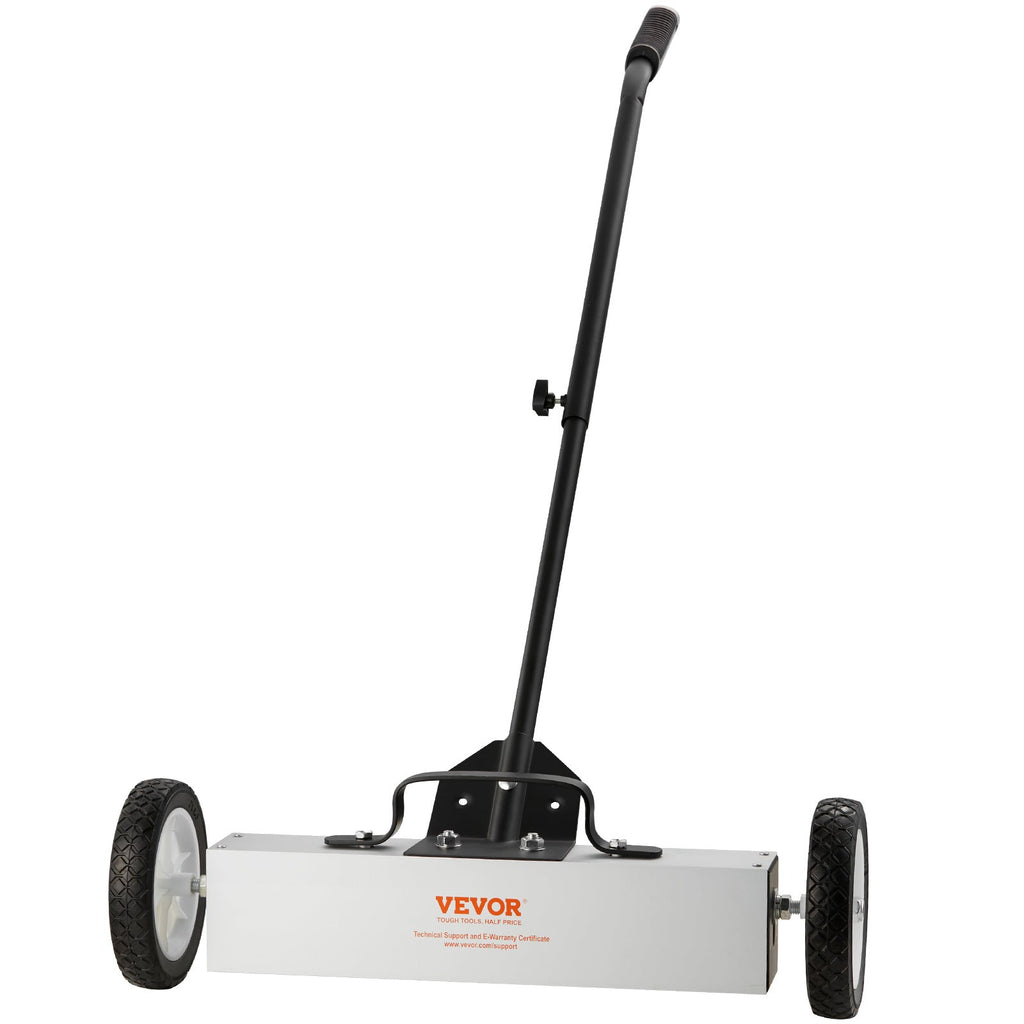 Rolling Magnetic Sweeper 15"/18", 8-45 lbs Capacity, Telescoping Adjustable Handle 17.5"-41", Aluminum Alloy Shell, Rubber Wheels, for Nail Screw Metal Debris Pickup in Garage Yard Roofing Job Site