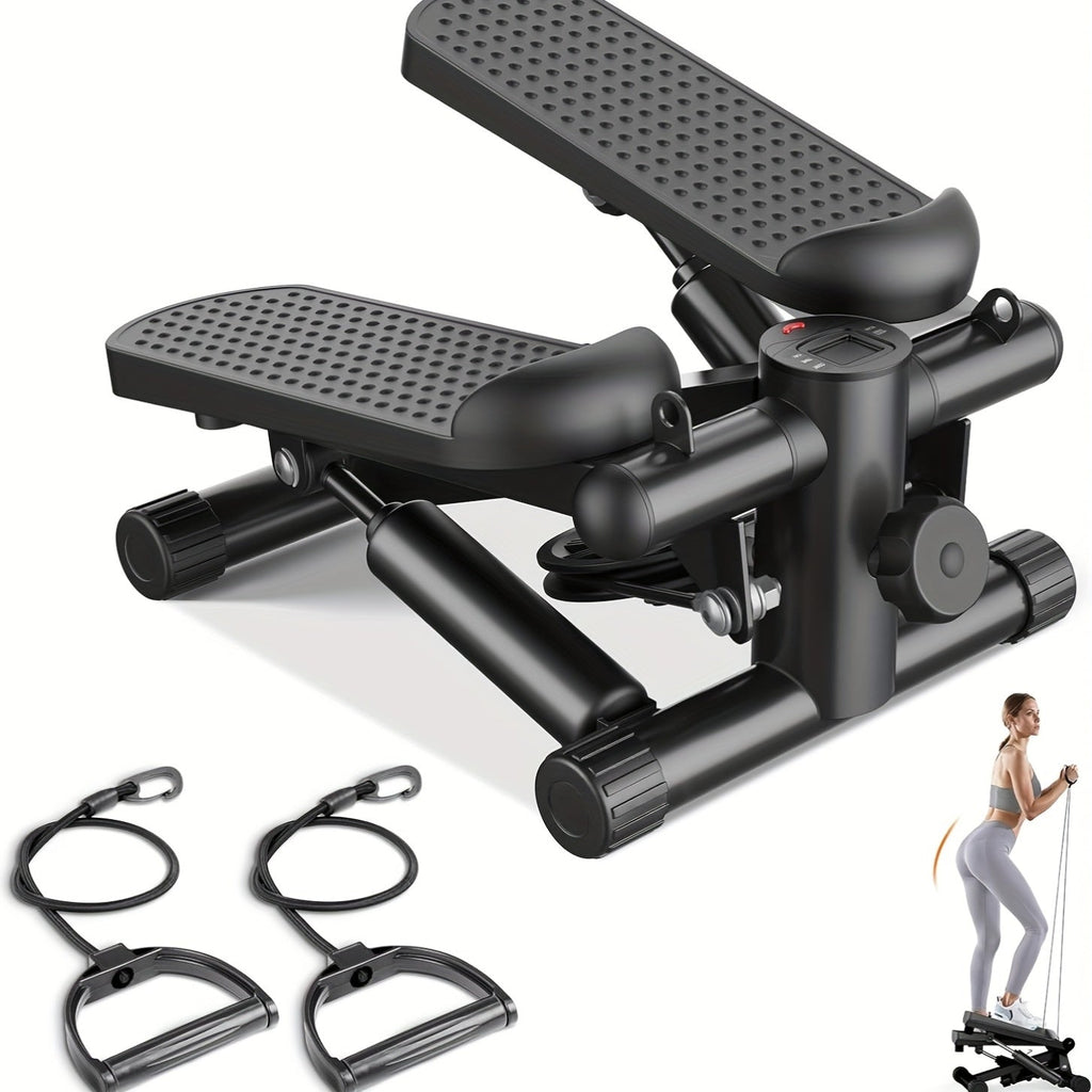 Mini Twist Stepper with Resistance Bands - Portable Stair Stepper for Home Workout, 300 lbs Capacity Full-Body Cardio Trainer for Legs and Arms