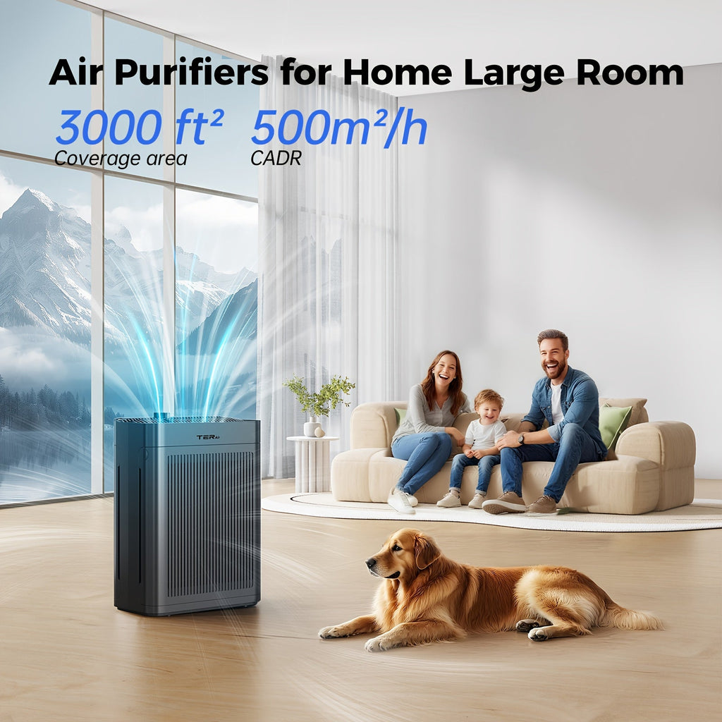Air Purifier for Large Room Up to 2500 Sq Ft, H13 HEPA Washable Filters, Double-Sided Filtration, PM2.5 Sensor, 22dB Ultra-Quiet, Air Cleaner for Dust Pets Smoke Pollen Bedroom Home Office