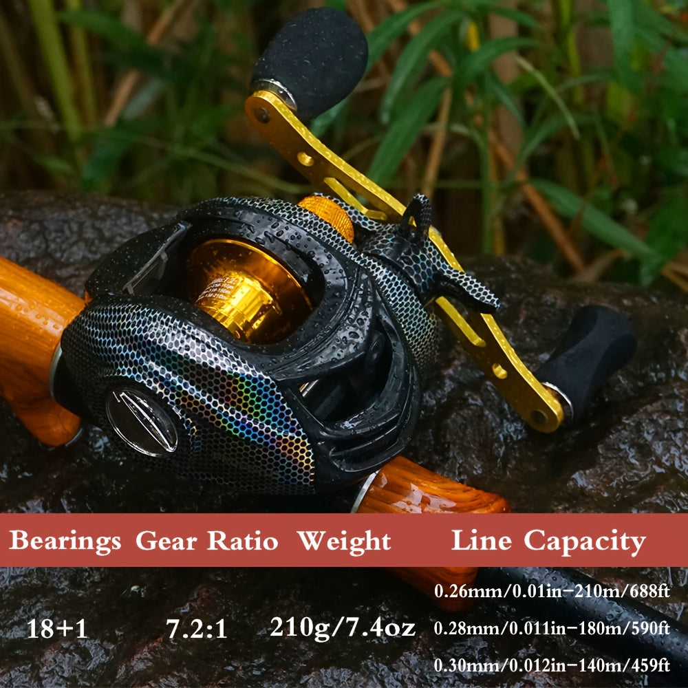 Baitcasting Fishing Reel, Ultra-Lightweight, Magnetic Brake System, 22LB Max Drag – Freshwater & Saltwater Ergonomic Low-Profile Casting Reel, Left & Right Hand, Smooth Gear Ratio