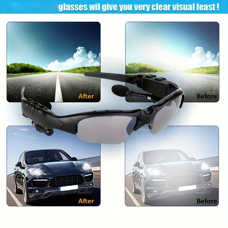 Bluetooth 5.4 Smart Audio Glasses Wireless Headset – Hands-Free Calls & Music, Built-In Condenser Mic, Volume Control, USB Charging, 80mAh Battery, Open-Ear Wearable Tech Eyewear for Men & Women