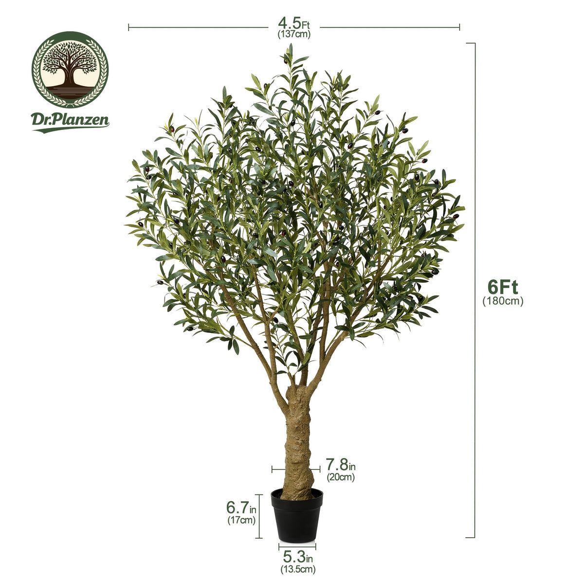 Artificial Olive Tree 5/6/7/8ft with Black Planter, Faux Olive Plant with Silk Leaves & Realistic Trunk, UV-Resistant Indoor Outdoor Home Office Living Room Bedroom Decor, No Maintenance