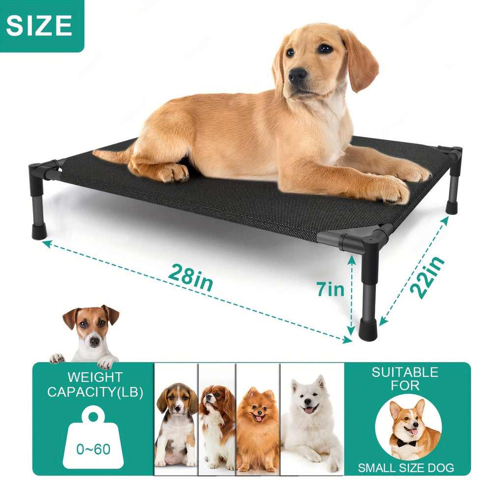 Cooling Elevated Dog Bed & Outdoor Dog Cot - Raised Pet Bed with Washable Breathable Mesh, No-Tool Assembly, Anti-Slip Feet for Large, Medium & Small Dogs, Indoor & Outdoor Use