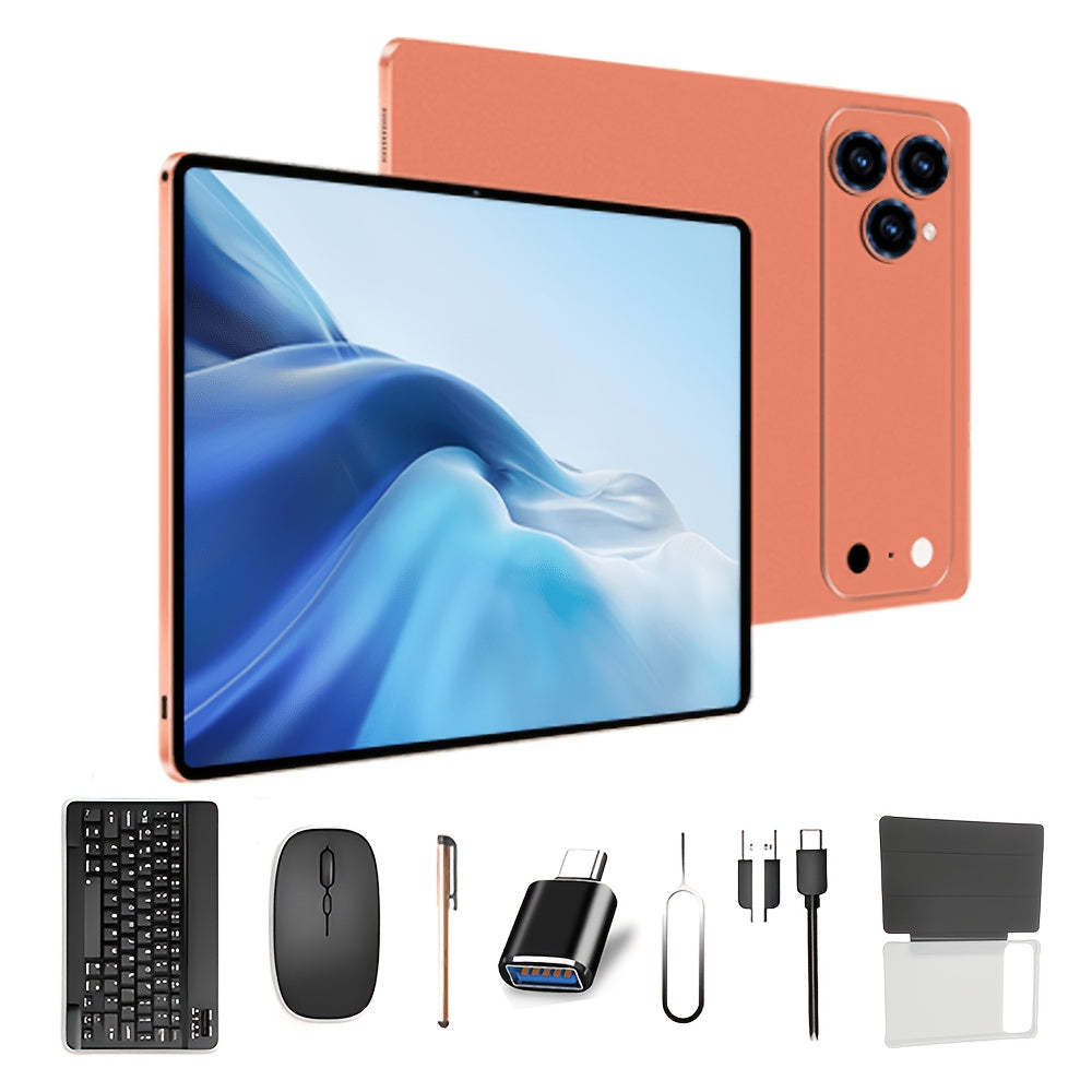 2-in-1 Business Tablet 10.1 Inch HD Android 15 8GB RAM 128GB Storage 6000mAh Battery with Keyboard Mouse Dual-Band WiFi Lightweight Portable for Work Travel Office