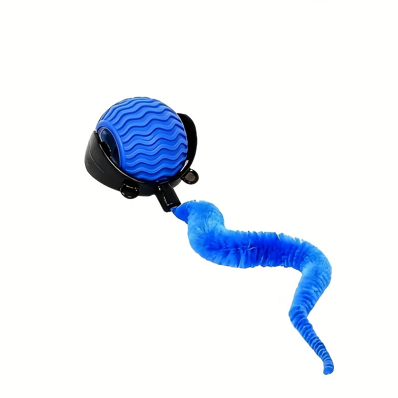 Automatic Moving Ball Cat Toy 360° Rolling Interactive Indoor Cat Toy with Tail, Dual Speed Adjustment, Boredom Buster for Indoor Cats, Blue/Orange