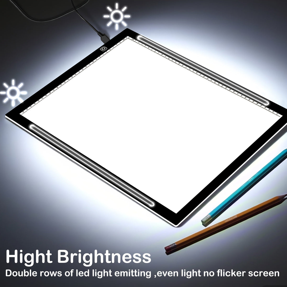 LED Light Pad A2 A3 A4 Adjustable Brightness Dual Light Strip Tracing Board for Diamond Painting, Sketching, Drawing, and Art Light Box