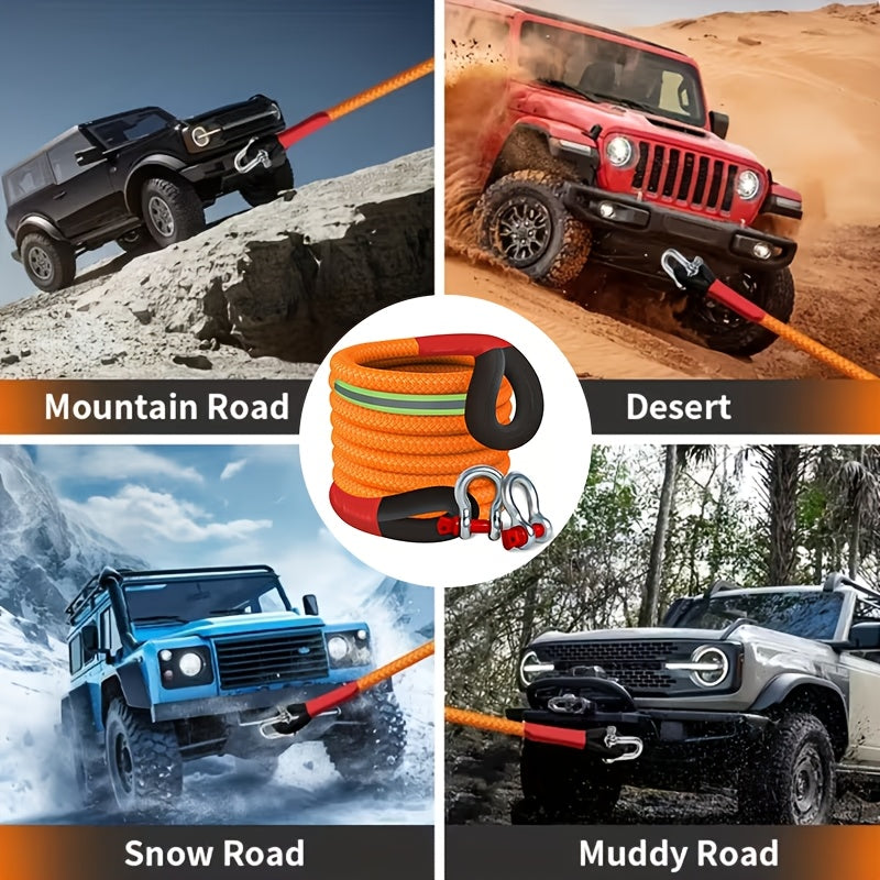 Kinetic Recovery Rope 22 Ton 48,501 lbs – Heavy Duty Nylon Tow Rope with Bow Shackles & Storage Bag for Truck, SUV, UTV, ATV, and Off-Road Emergency Rescue