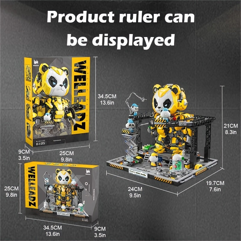 2198pcs Mecha Panda Building Blocks Set - Cool Transforming Robot Puzzle Toy for Kids & Adults, Creative STEM Brick Kit, Perfect Christmas Birthday Gift, Living Room Display Model