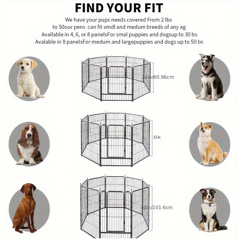 Heavy Duty Metal Dog Playpen – Portable Foldable Exercise Pen Fence for Small, Medium, and Large Dogs, 8 or 16 Panels, No Assembly Required, Perfect for Indoor, Outdoor, Yard, and RV Camping