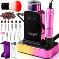 Electric Nail Drill Machine 45000RPM - Cordless Rechargeable Professional Nail File for Acrylic & Gel Nails, Manicure Pedicure Polishing & Shaping for Salon & Home Use - Pink, Gold, Purple & Green