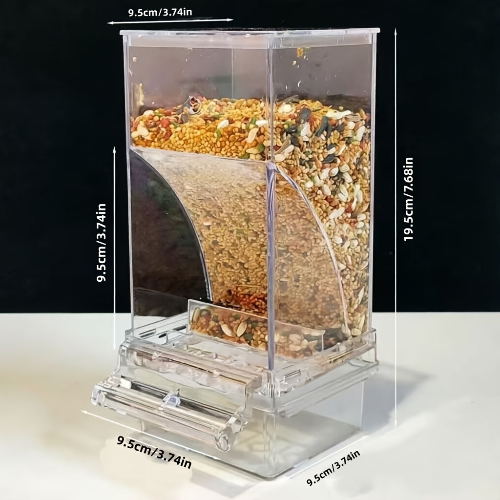 Transparent Acrylic Automatic Bird Feeder - Spill-Proof Bird Food Dispenser for Cage & Outdoor Use - Easy Clean Seed Feeder for All Birds, Parrots, Parakeets, and Wild Birds - No Battery Required