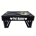 Personalized Elevated Stainless Steel Dog Bowl with Slow Feeder and Height-Adjustable Double Feeding Station for Medium to Large Dogs and Cats