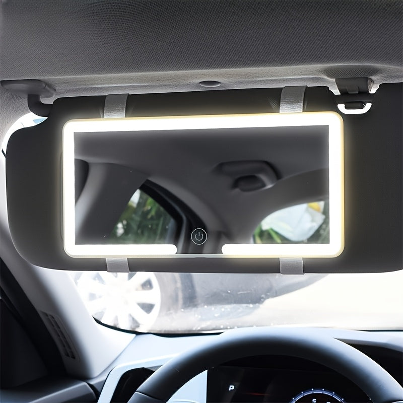 Rechargeable Ultra-Thin LED Car Visor Vanity Mirror, 3 Light Modes Lighted Makeup Mirror for Car, Truck, SUV, Low-Voltage Sun Visor Mirror, Gift for Women, White