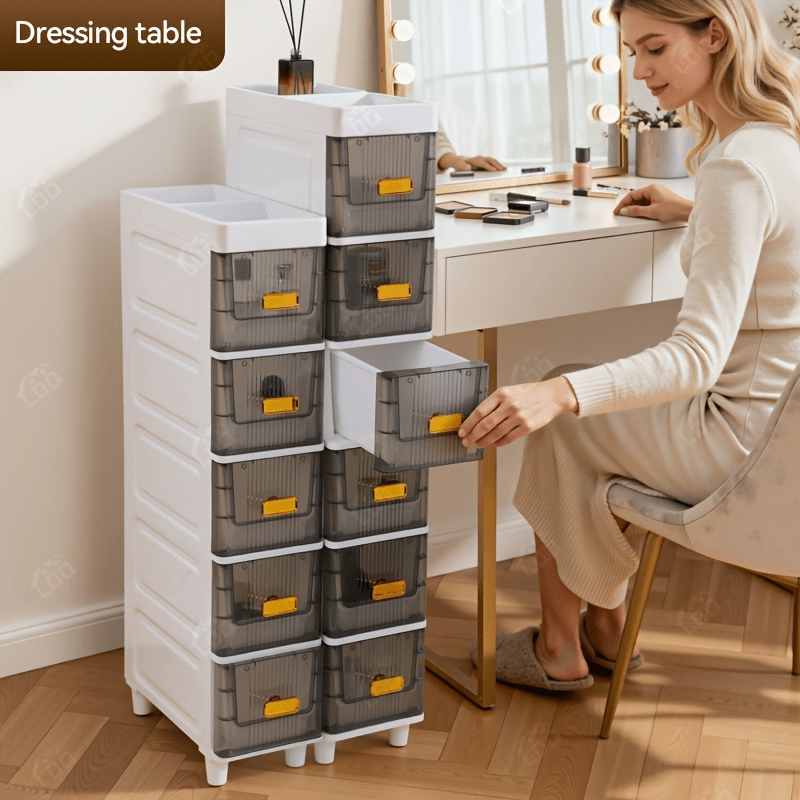 Slim Rolling Storage Cabinet with Drawers and Wheels, Waterproof PP Organizer, 3/4/5/6 Tier for Bathroom, Kitchen, Bedroom, and Small Spaces – Narrow Drawer Unit