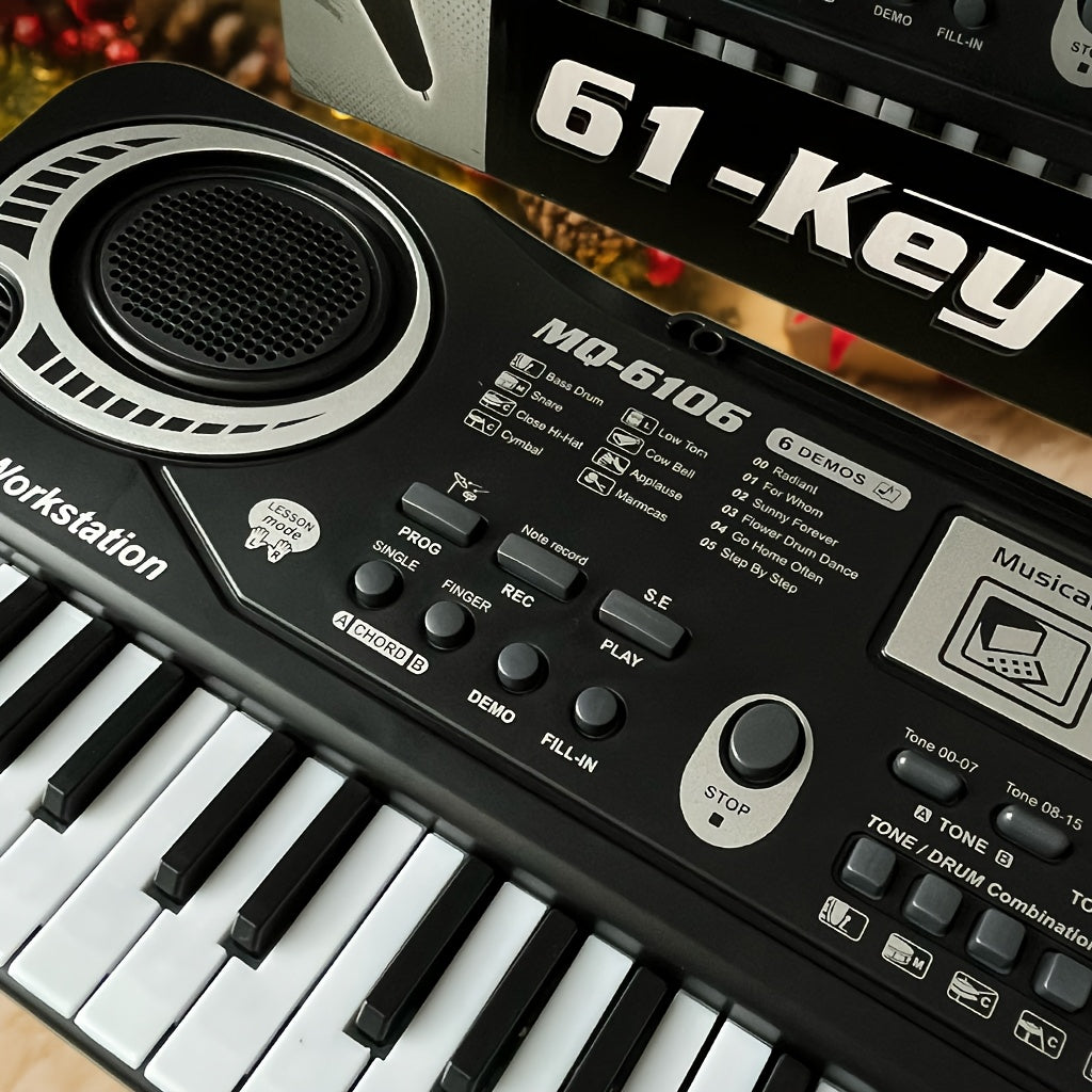 61-Key Electronic Piano Keyboard for Beginners - Built-In Microphone, Music Stand & USB Power, Complete Starter Kit for Kids & Adults, Perfect Birthday Gift for Music Lovers