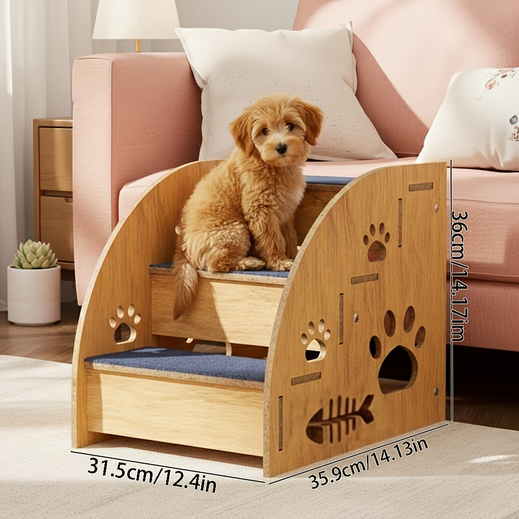 Non-Slip Pet Stairs for Bed and Couch - 3 or 5 Step Dog Steps with Safety Rails and Ramp Design, 15 Inch Height for Small Dogs, Cats, and Senior Pets, Lightweight Portable Pet Steps
