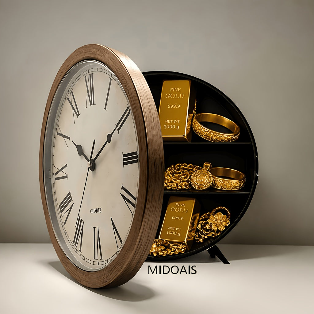 Wall-Mounted Diversion Safe Clock Hidden Secret Storage for Cash, Coins, and Valuables - Home/Office Security Vault, Concealed Safe, Sturdy and Durable