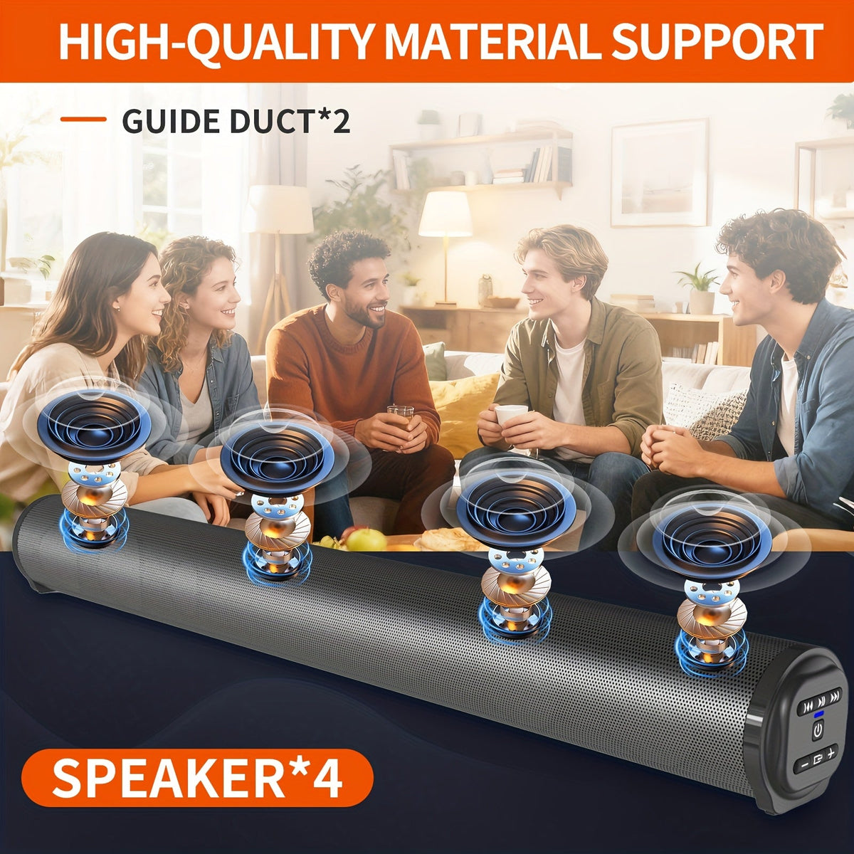 4D Surround Sound Speaker with Subwoofer - Wireless & Wired, USB Plug-and-Play for Laptop, Home Theater, Parties & Music - Black