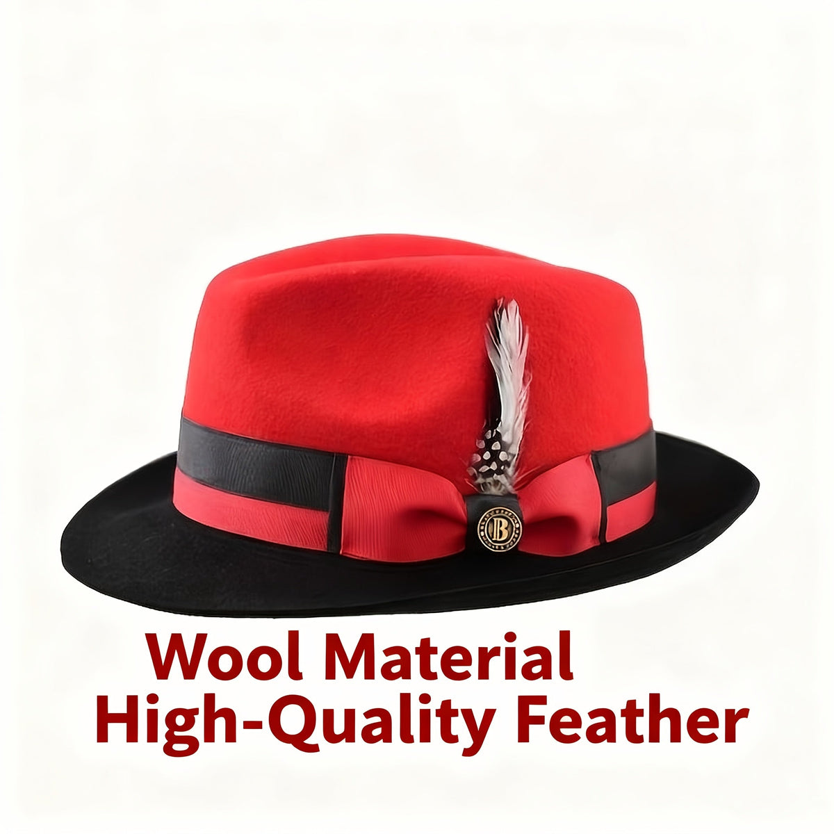 Men's Vintage British Gentleman Top Hat – Cashmere Wool Blend Adjustable 57-60cm, Classic Fall Winter Dress Hat in Black, White, Red, and Yellow, Stylish Gift for Men's Birthdays and Holidays