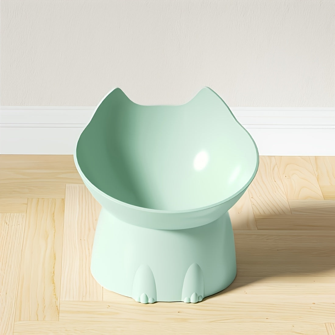 Cat Ear Elevated Cat Food Bowl Anti-Tip Design - Cute Raised Plastic PP Cat Dish for Comfortable Feeding, Playful Cat-Ear Shaped Pet Bowl for Indoor Cats
