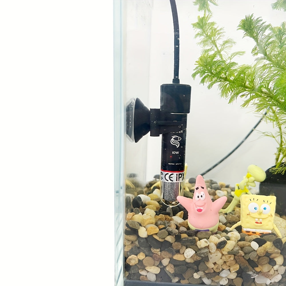 10W USB Submersible Aquarium Heater with LED Light – Compact Mini Fish Tank Heater for Freshwater, Saltwater & Aquatic Plant Tanks, Safe Durable Heating with Modern Design for Small Aquariums