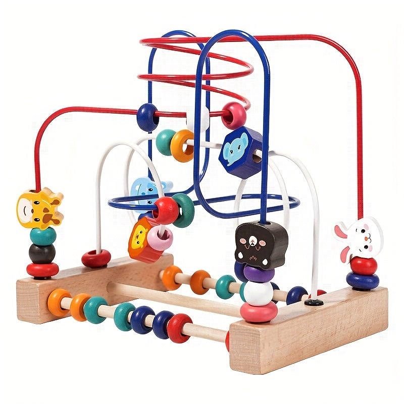 Animal Bead Maze Toy for Toddlers, 3-Line Preschool Education Puzzle Toy for Hand-Eye Coordination & Brain Development, Fun Learning Activity for Boys & Girls