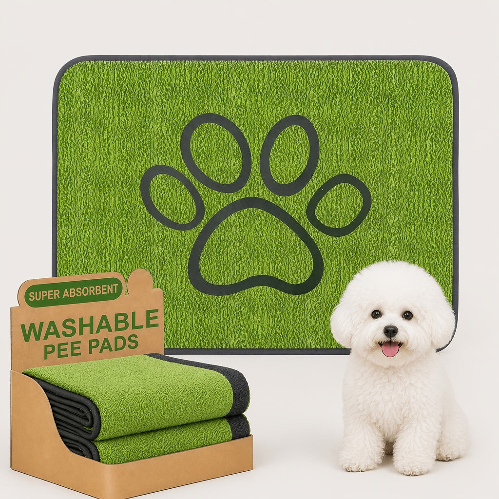 Washable Dog Pee Pad Reusable Non-Slip Training Mat - Super Absorbent Polyester Puppy Pad for Crate, Sofa & Floor, Tear-Resistant Machine Washable Puppy Training Pads for Small & Medium Dogs, S & L Sizes