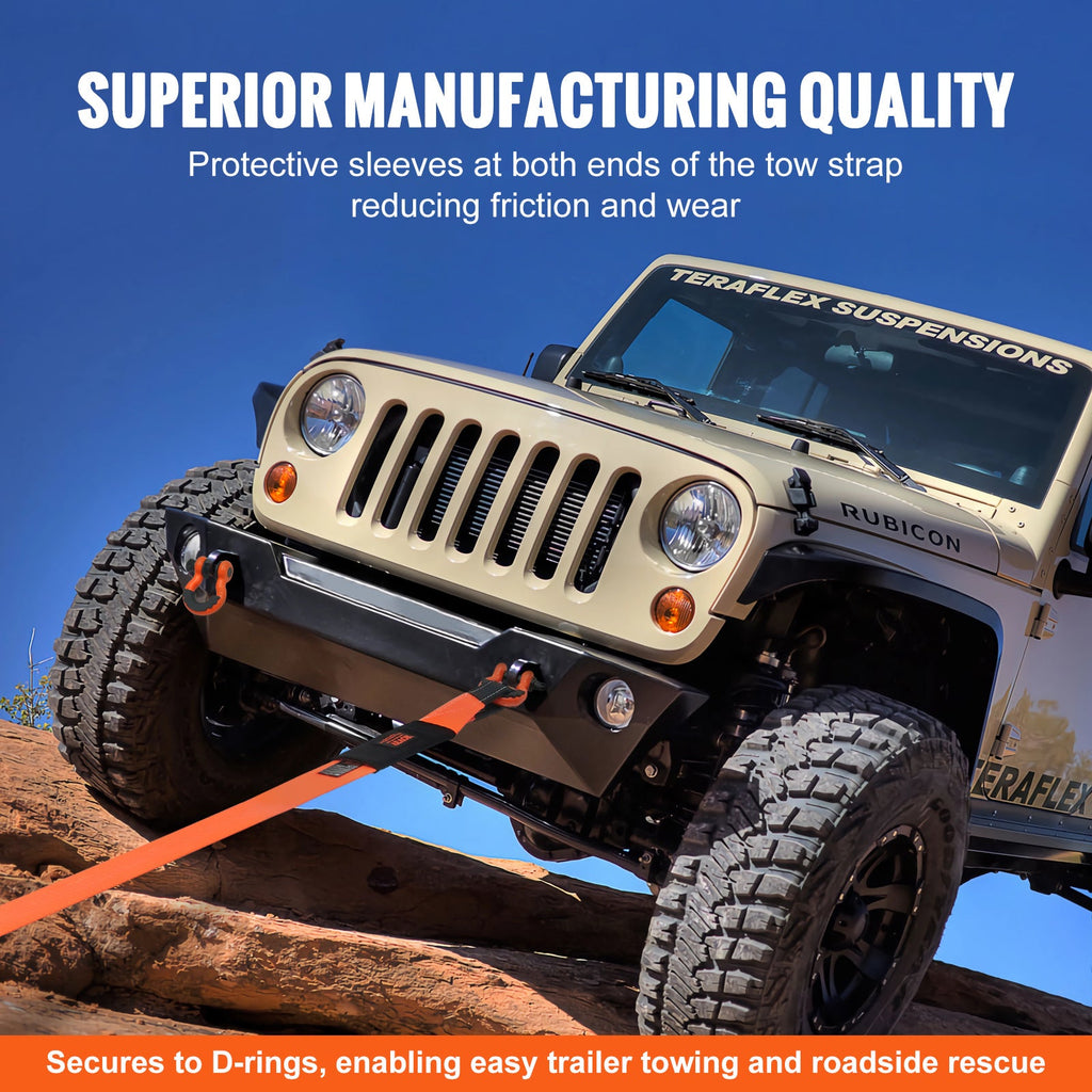 VEVOR Heavy Duty Tow Strap Recovery Kit - 3" x 30 ft, 36,000 lbs MBS, Triple-Reinforced Loops, Protective Sleeves, 2x 3/4" D-Ring Shackles & Storage Bag - Tree Saver & Winch Strap for Truck, Jeep, SUV & ATV