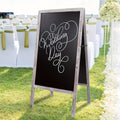 Double-Sided A-Frame Chalkboard Sign - Magnetic Wood Frame, 39"x20", Menu Display Board for Restaurant, Coffee Shop & Bar - Gray, Dark Brown & Light Brown