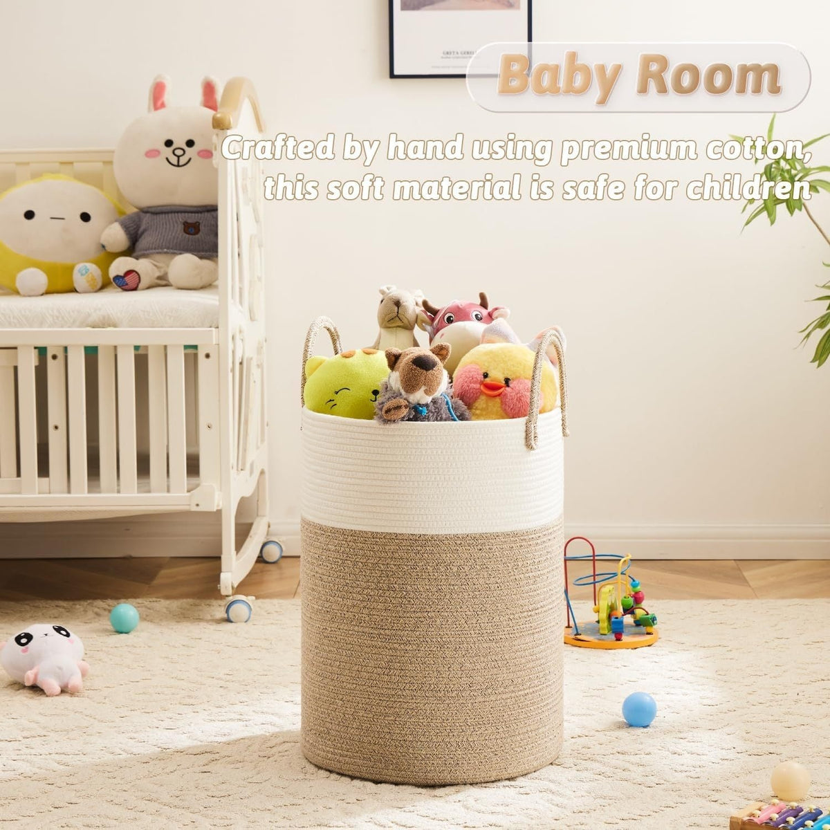 Collapsible Cotton Rope Woven Laundry Basket, Natural Elegant Laundry Hamper for Bathroom Nursery & Living Room, Versatile Storage for Clothes Toys & Blankets, 40L 60L 80L 100L, 9 Colors