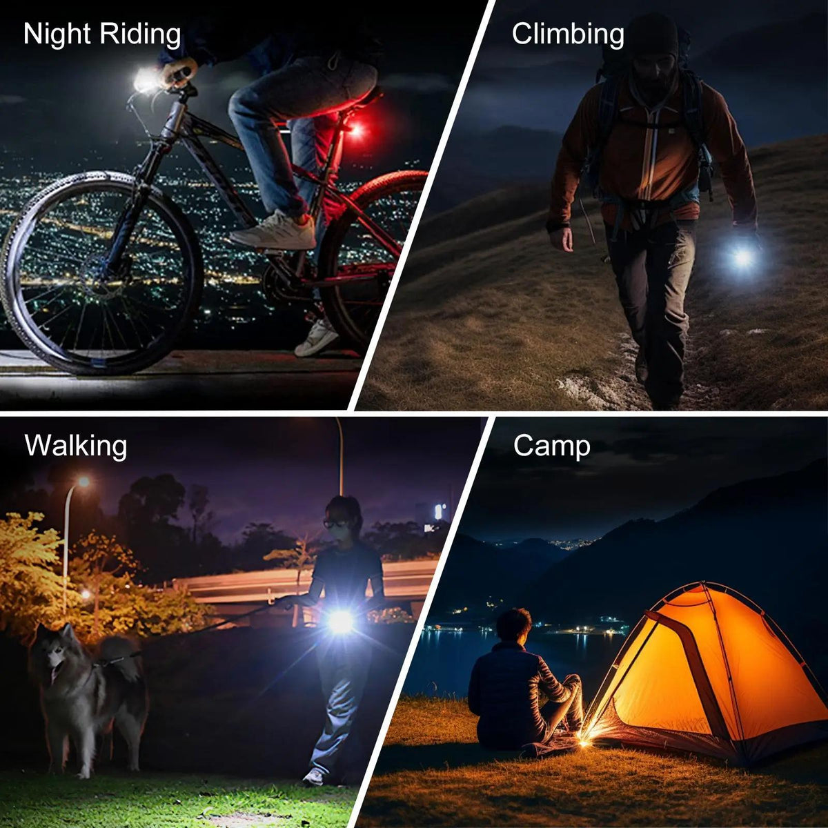 LED Bike Light Set USB-C Rechargeable 1500 Lumens – Front & Rear Bicycle Lights, 6+4 Modes, Waterproof, Power Display, Fast Charging, Safe Night Cycling Lights for Road and Mountain Bikes