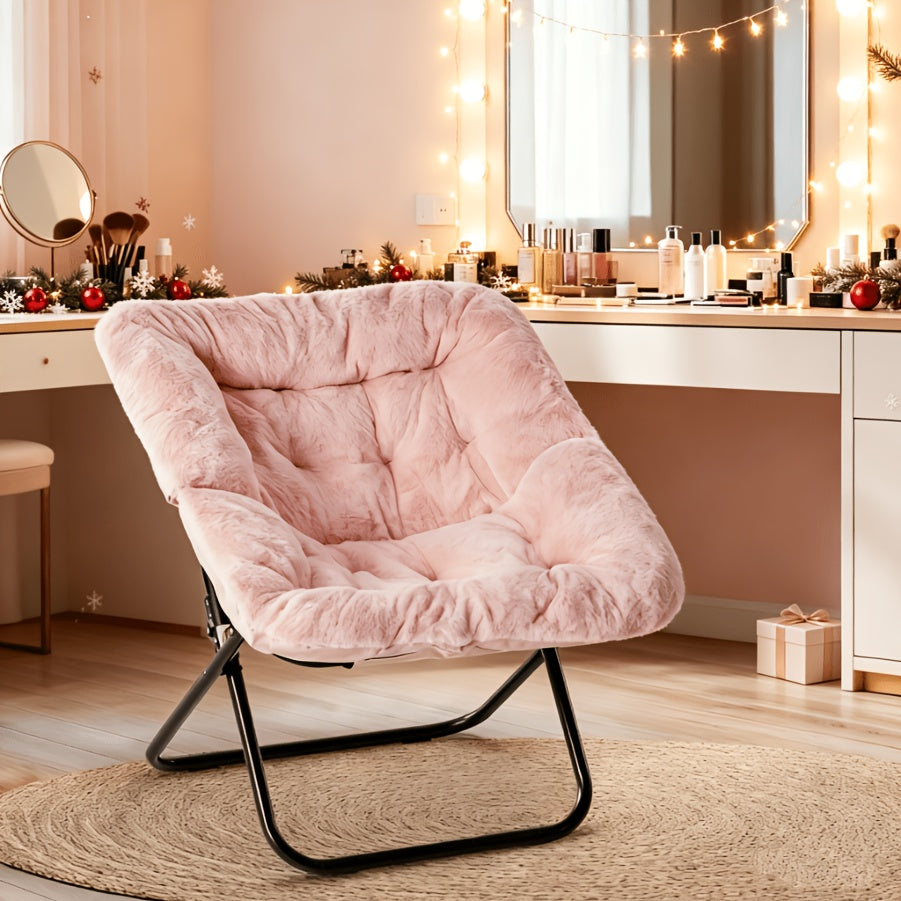 Luxury Plush Velvet Vanity Chair Round & Square – 300 LB Capacity Dressing Room Stool for Bedroom Makeup Table in White Pink Gray