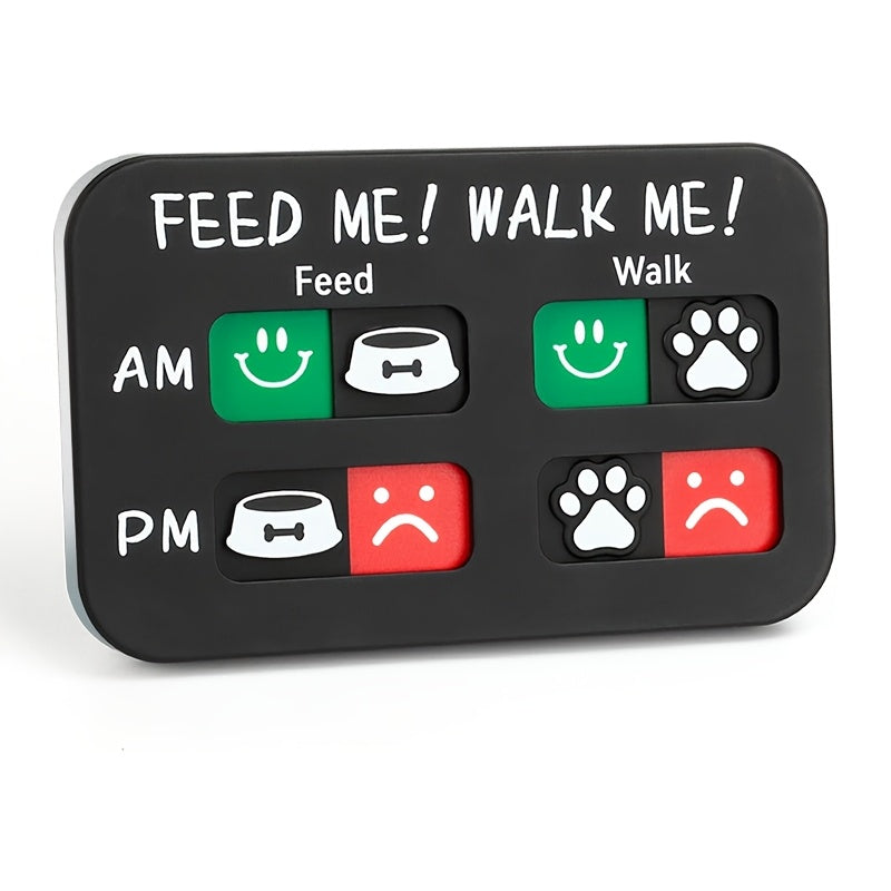 Pet Feeding Sign – Daily AM/PM Feeding Schedule & Walking Tracker for Dogs, Record Pet Meals and Exercise Routine – Black Acrylic