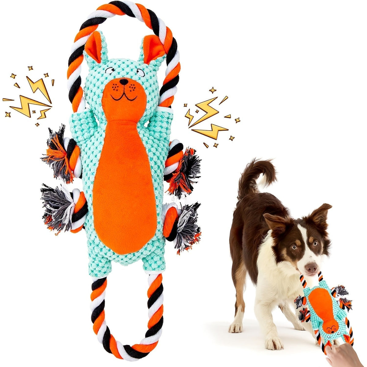 Interactive Squeaky Monkey Dog Toy with Pull Rope, Soft Plush Chew Tug Toy for Large and Small Dogs, Anxiety Relief with Built-In Squeaker and Whistle, Best Gift for Dog Owners
