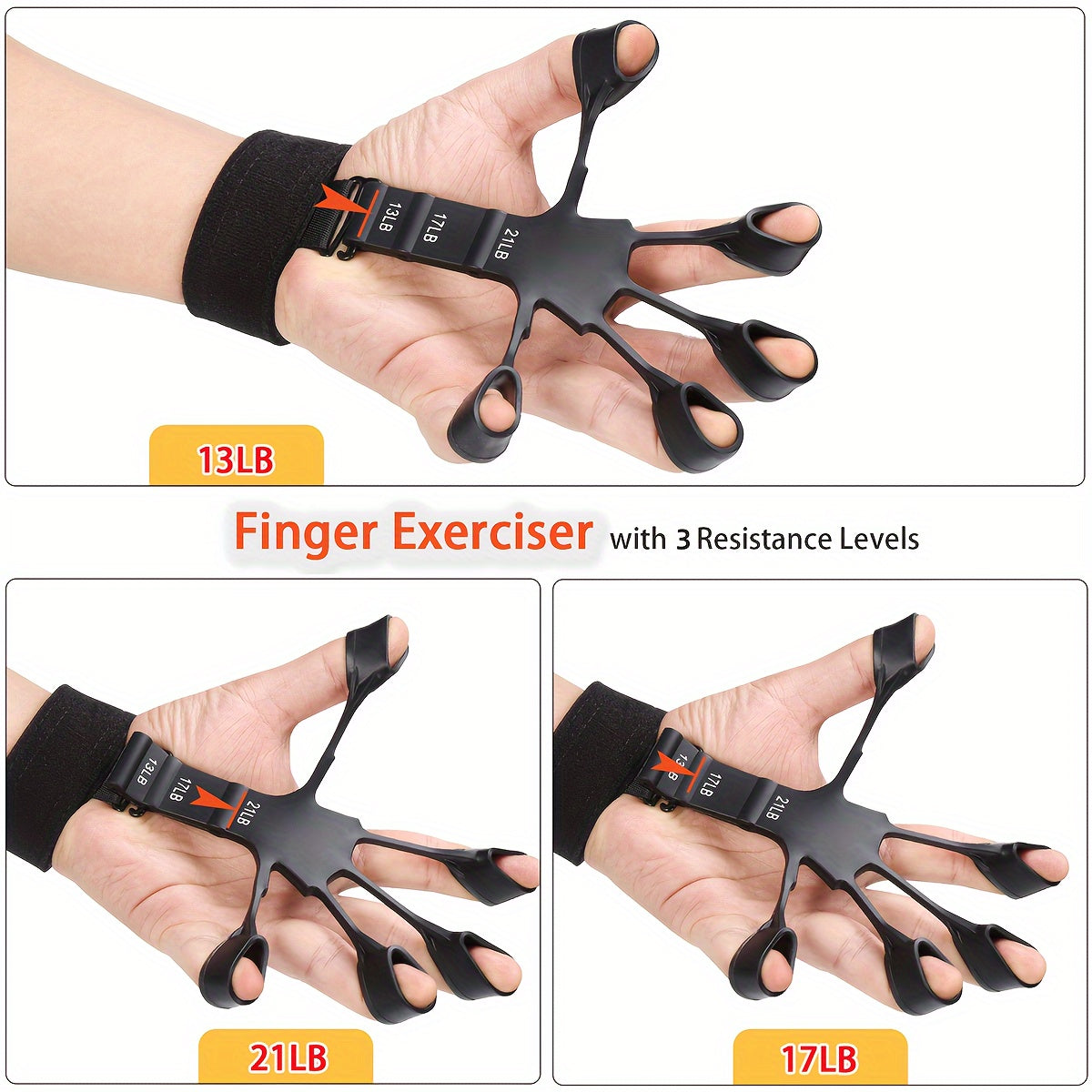 4-Piece Grip Strength Training Set: Adjustable Hand Grip Strengthener (10-130 lbs), Finger Exerciser, Forearm Workout Ring, and Exercise Ball for Athletes, Climbers, Musicians, Men, and Women